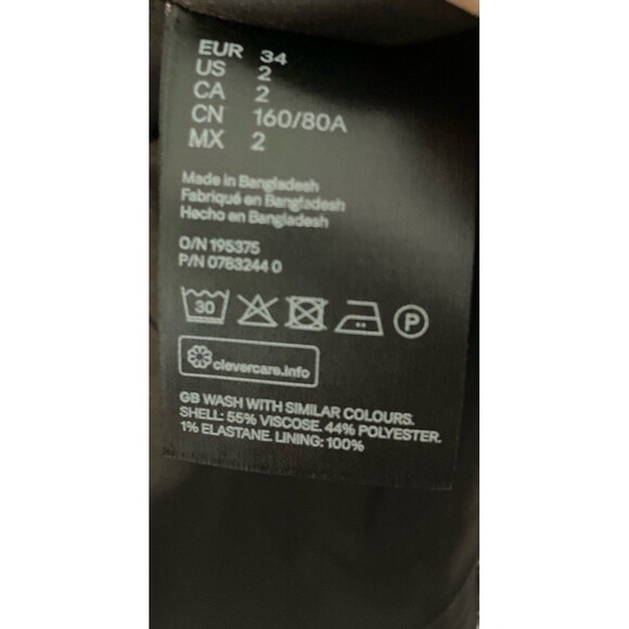 H & M Double Breasted Blazer Loose Fit Checked Grey Black Womens  Size 2 Lined - Picture 8 of 12